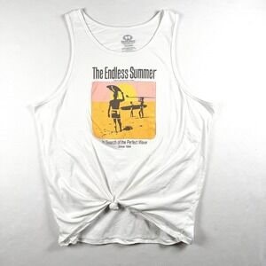 Malibu Shirts Mens The Endless Summer Graphic Tank Top White XXL Vintage Surf